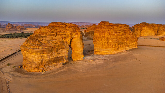 Aerial of the Elephant Rock, Al Ula