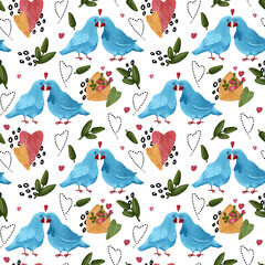 Seamless background, Valentine's day, digital drawing