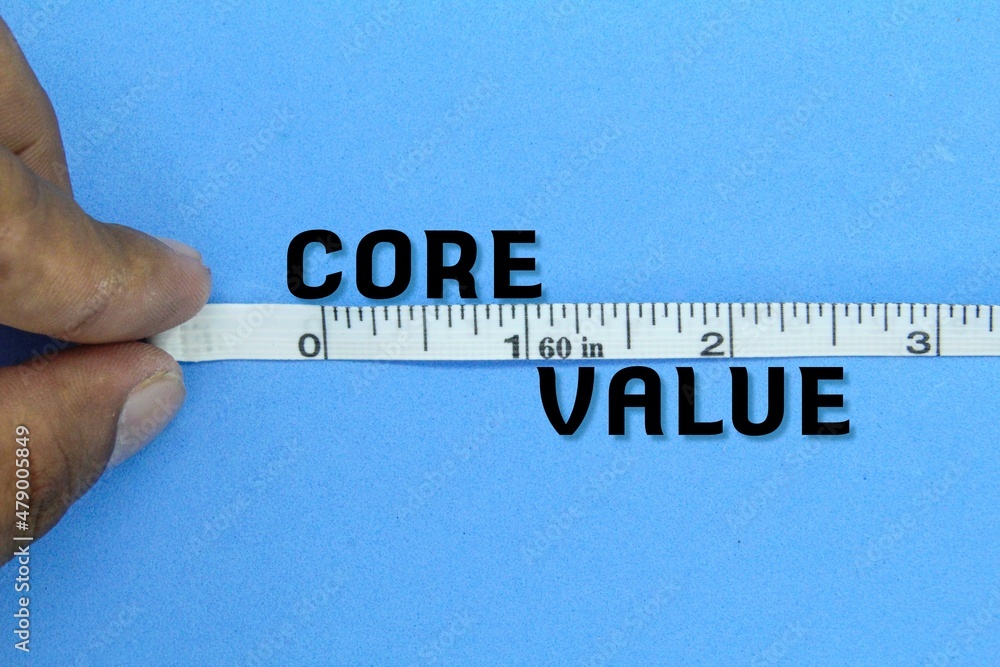 Poster measuring tape with the words core value. core value concept
