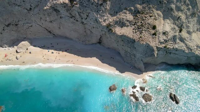 aerial view of porto katsiki beach greece vacation