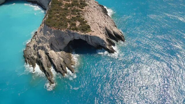 aerial view of porto katsiki beach greece vacation