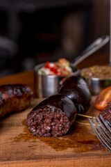 chorizo and blood sausage ready to eat
