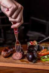 chorizo and blood sausage ready to eat