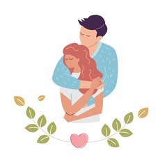 Couple in love, cartoon vector illustration for valentine's day concept.