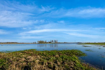 Foto auf Leinwand High water on the river IJssel, Gelderland province, The Netherlands \\ Hoogwater op de IJssel © Holland-PhotostockNL