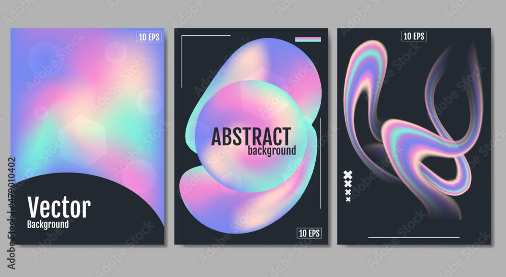 Poster vector illustration. dark background with shapes and lines. fluid posters. set of backdrop. design f