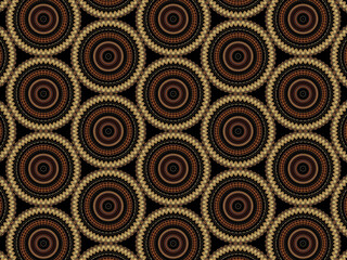 Luxurious and exquisite golden lace pattern on black background. Repeating pattern for glamourous textile/surface design.