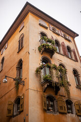 Fototapeta na wymiar Colorful houses of beautiful Belluno town in Veneto province, northern Italy