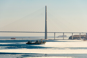 city at sea in winter