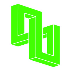 Escher paradox geometry. Optical illusion object. Sacred geometric figures. Op art logo. Impossible shapes.