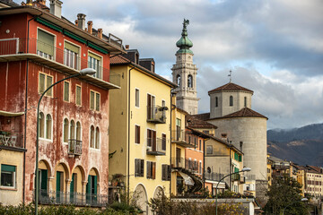 Colorful houses of beautiful Belluno town in Veneto province, northern Italy