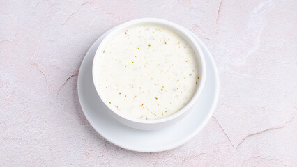 Dovga - azerbaijani yogurt soup isolated