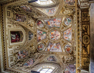 Interiors of the Basilica of Santa Maria in Trastevere.