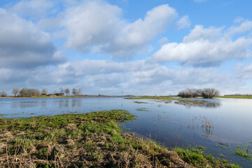 River IJssel near Hattem on the backgroud the 