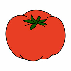 Cartoon vector illustration of tomato isolated on white. Ripe fresh vegetable