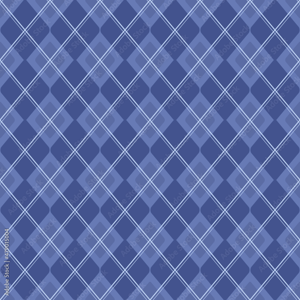 Poster argyle pattern seamless in blue. geometric stitched argyll for sweater or jumper. winter textile or 