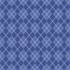 Argyle pattern seamless in blue. Geometric stitched argyll for sweater or jumper. Winter textile or paper design.