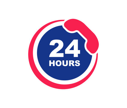 24 7 service. 24-7 open, concept with call icon. Phone Support 24 hours a day and 7 days a week. Support service. Vector Illustration.