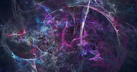 Obraz premium Abstract transparent blue and violet crystal shapes. Fantasy light background. Holiday wallpaper. Digital fractal art. 3d rendering.