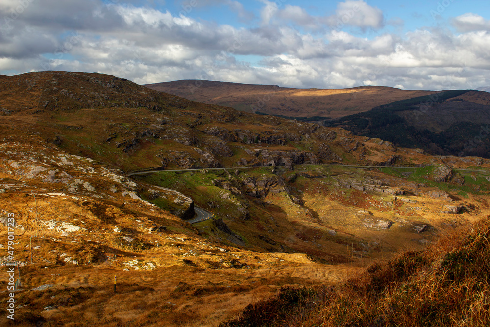 Wall mural caha mountains with a road through caha tunnels