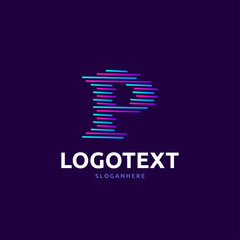 Letter P logo. line stroke logo