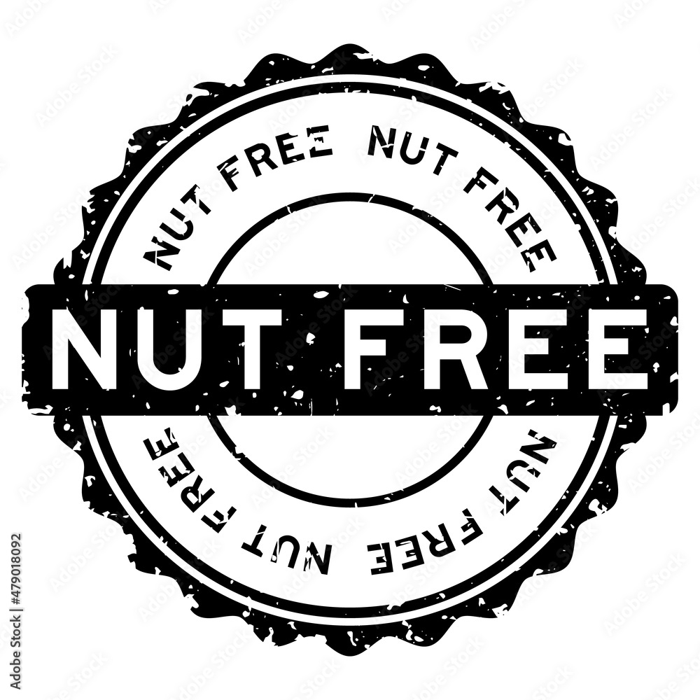 Poster grunge black nut free word round rubber seal stamp on white background