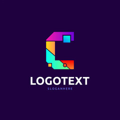 Letter C logo. colorful logo abstract