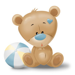 Cute teddy bear with a ball