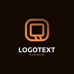 Q letter golden logo abstract design on dark color background. Q alphabet logo