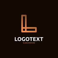 L letter golden logo abstract design on dark color background. L alphabet logo