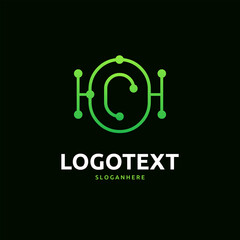 Letter O logo. Green digital logo. tech logo