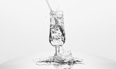 Glass tumbler with bubbling water