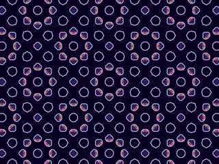 Hypnotic pink neon abstract flower pattern on a black background.