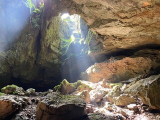 Ice cave in the forest park Golubinjak, Sleme - Gorski kotar, Croatia (Ledena spilja u park šumi...