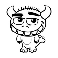 Schwarz weiß Monster als Ausmalbild Vorlage