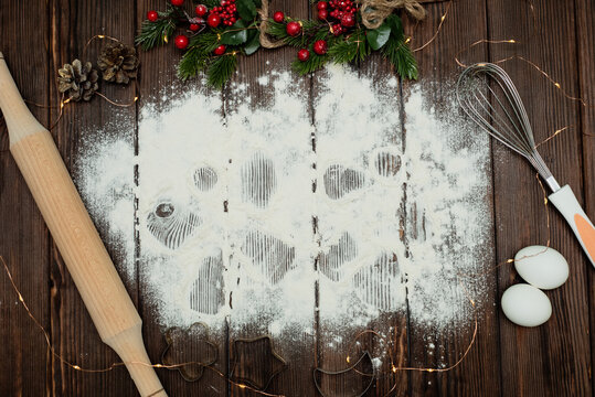 Newborn and family Christmas digital background, cooking background, flour angels, happy holidays