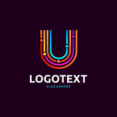Letter U logo. colorful network logo