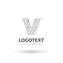 Letter V logo. colorful network logo