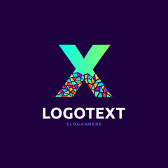 Letter X logo. Mosaic letter logo