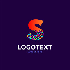 Fototapeta premium Letter S logo. Mosaic letter logo