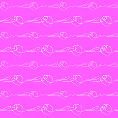 Valentines day seamless pattern with hearts one line. The perfect heart background for Valentine's design.  Romantic design for greetings cards, invitations, fabrics print, background, wallpaper