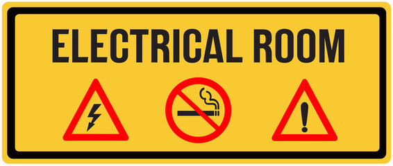 A sign saying : electrical room. Door sign.