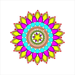 Vector coloring mandala. Ethnic mandala with colorful tribal ornament. Isolated. Bright colors.