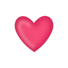 Pink three-dimensional heart on a white background. Design for Valentines Day. Vector illustration 