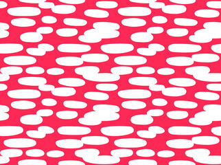 Abstract white lotus oval shapes on red background in minimal japanese style. Vector seamless pattern.