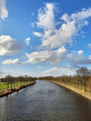 Fototapeta na wymiar landscape with river and sky sunny day