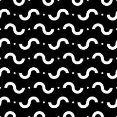 Curves, dots seamless pattern. Curved lines, mini circles print. Ethnic ornament. Folk wallpaper. Tribal motif. Wavy stripes, spots background. Geometrical shapes backdrop. Abstract image. Vector art