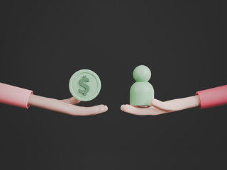 World day against trafficking in persons, Exchange between money and people, Human rights content, 3d rendering	