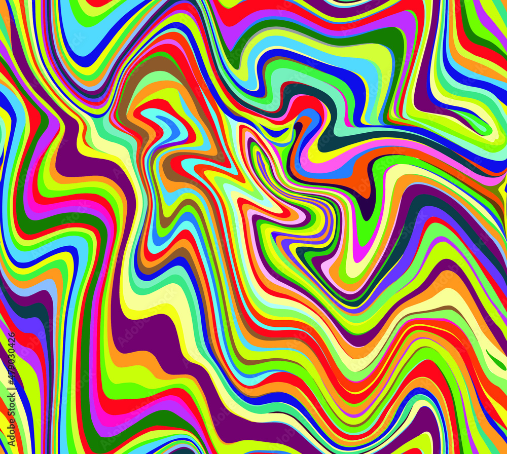 Aufkleber vector seamless pattern of abstract fluid psychedelic stripes and lines in the style of the 60s and 