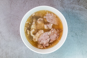 Galbitang, Korean style beef Short Rib Soup : Beef ribs, soaked in cold water to remove the blood,...